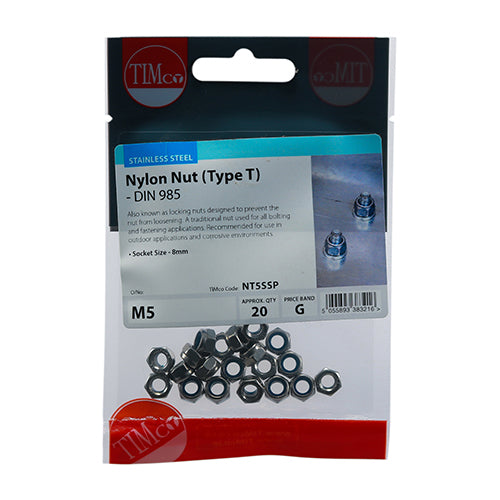 TIMCO Nylon Nut Type T DIN 985 A2 SS