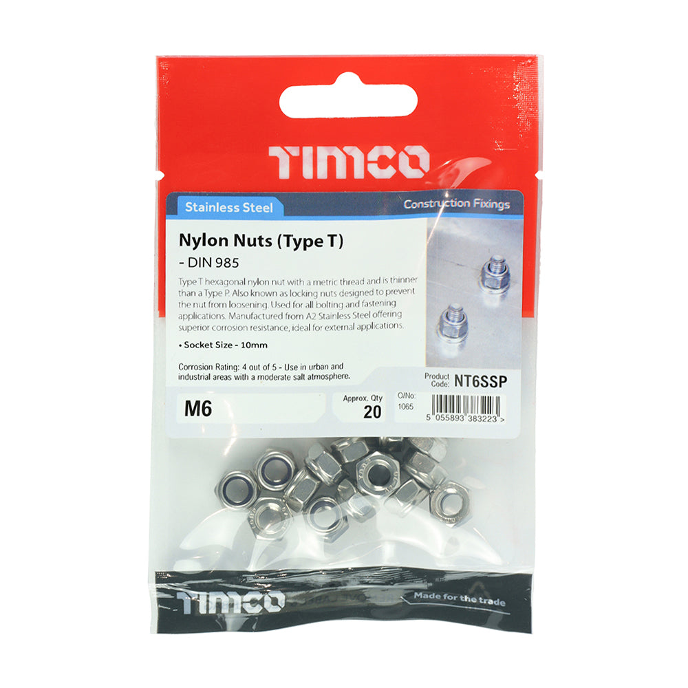 TIMCO Nylon Nut Type T DIN 985 A2 SS