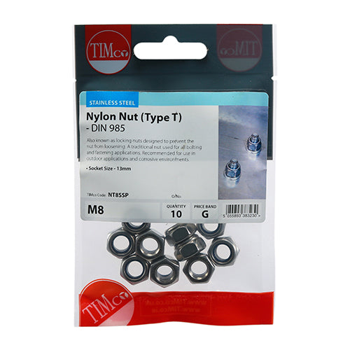 TIMCO Nylon Nut Type T DIN 985 A2 SS