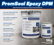 BIOKIL. PremSeal Epoxy DPM 5kg two-part kit with key features listed