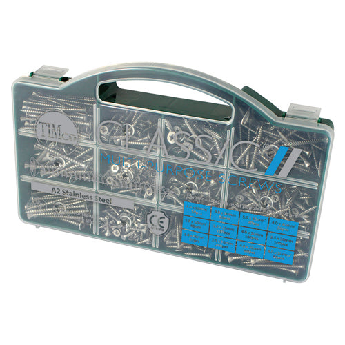 Classic Multi-Purpose Screws - Mixed Tray - PZ - Double Countersunk - A2 Stainless Steel