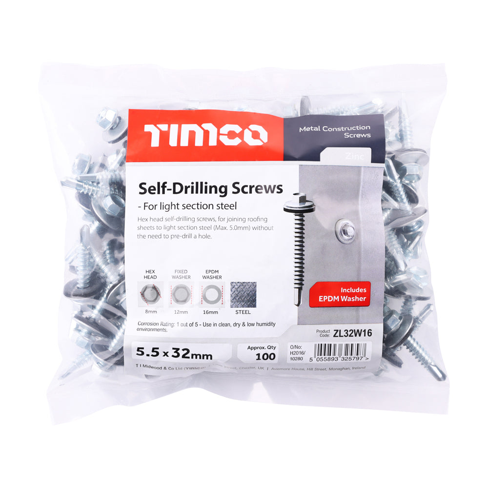 TIMCO Hex Screw W16 S/DRILL No3 BZP
