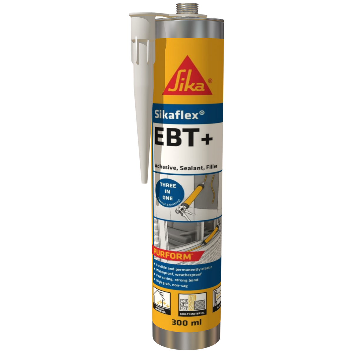 Sikaflex EBT+ Polyurethane Adhesive, Sealant & Filler – Clear / 300ml