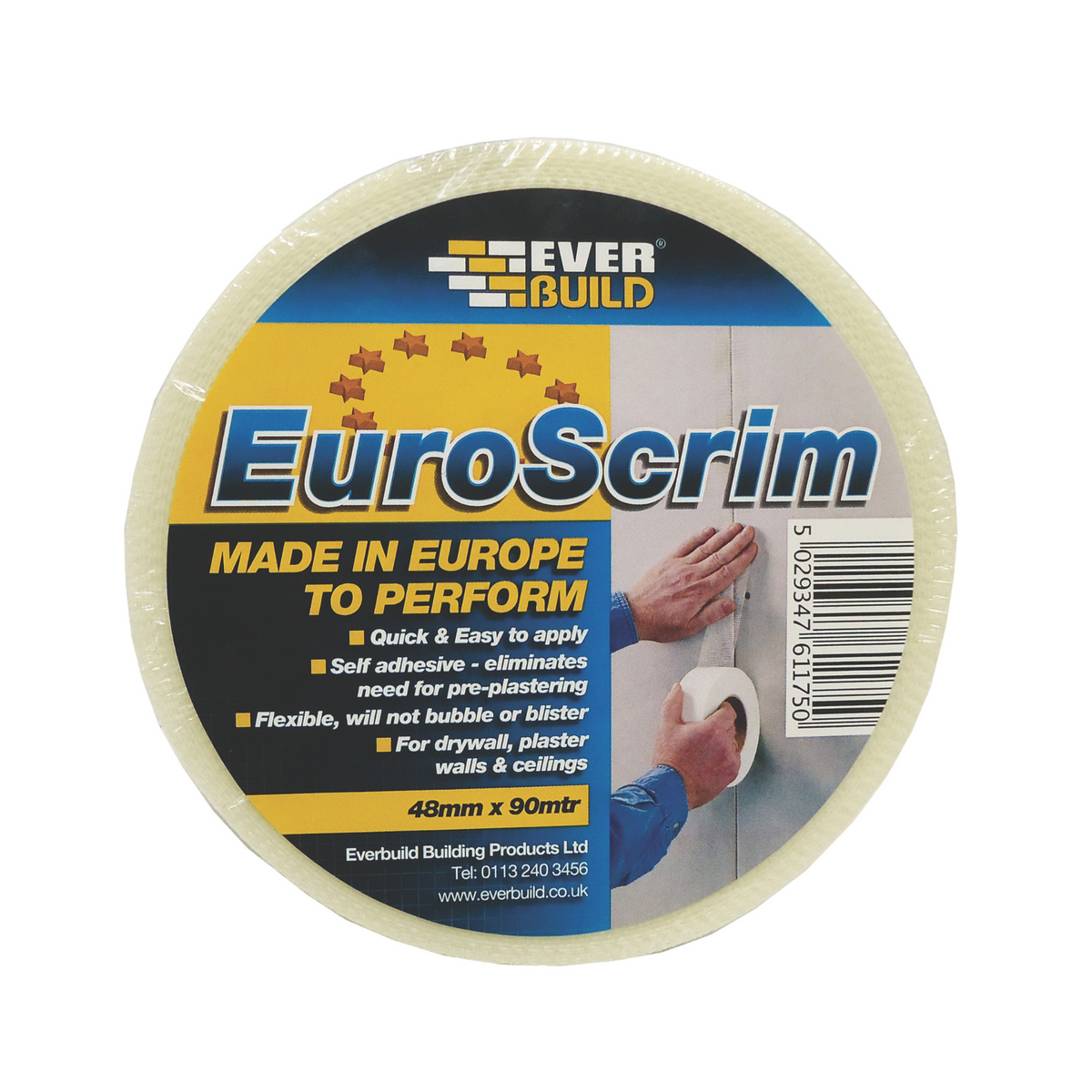 Everbuild EuroScrim Self Adhesive Scrim Tape – White / 48mm x 90m