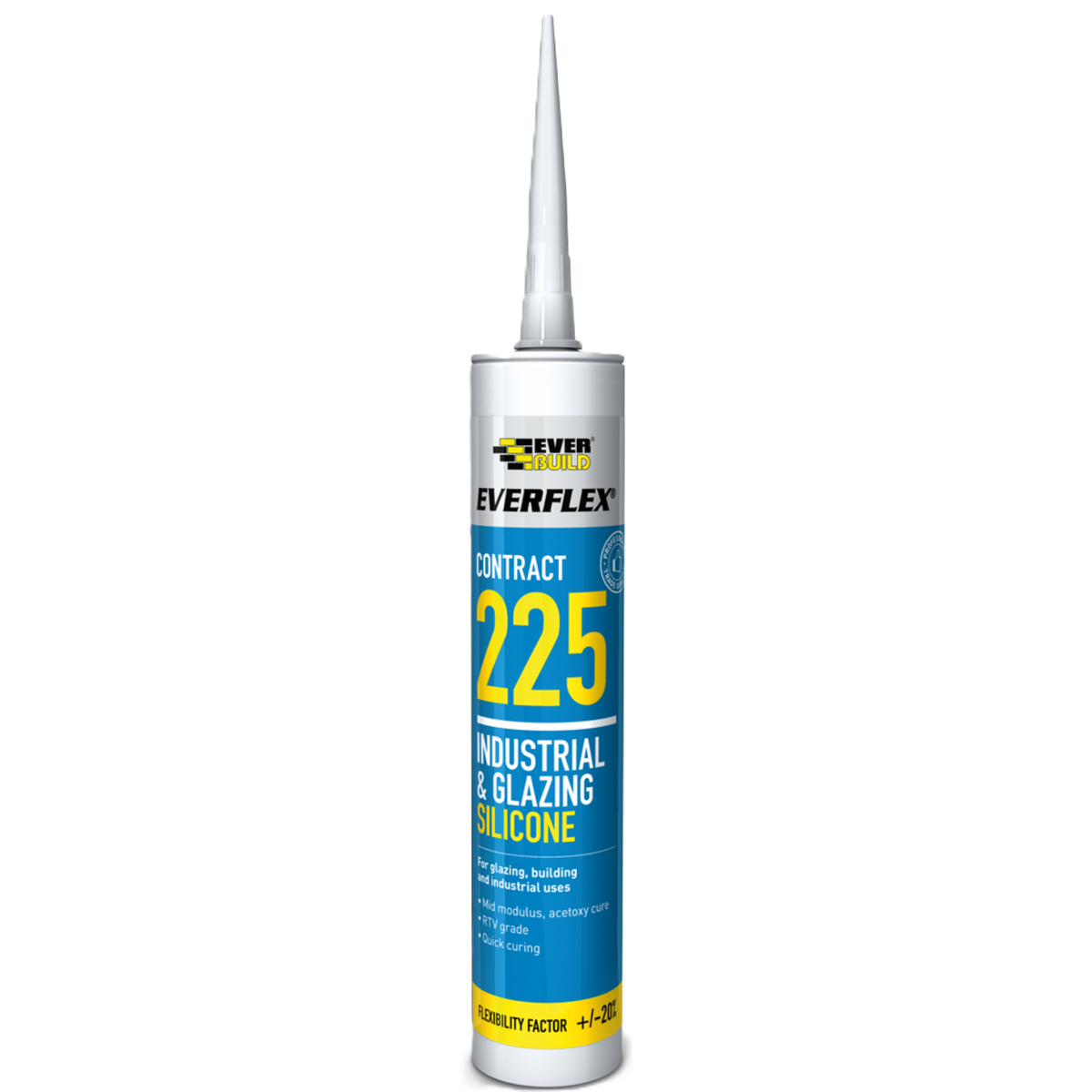 Everbuild Everflex Contract 225 Industrial & Glazing Silicone – Translucent / 295ml