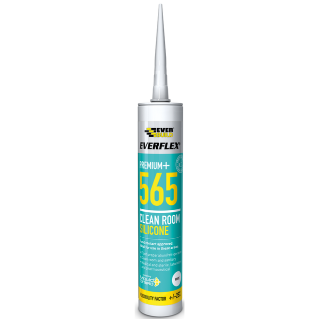 Everbuild Everflex Premium+ 565 Clean Room Silicone – White / 295ml