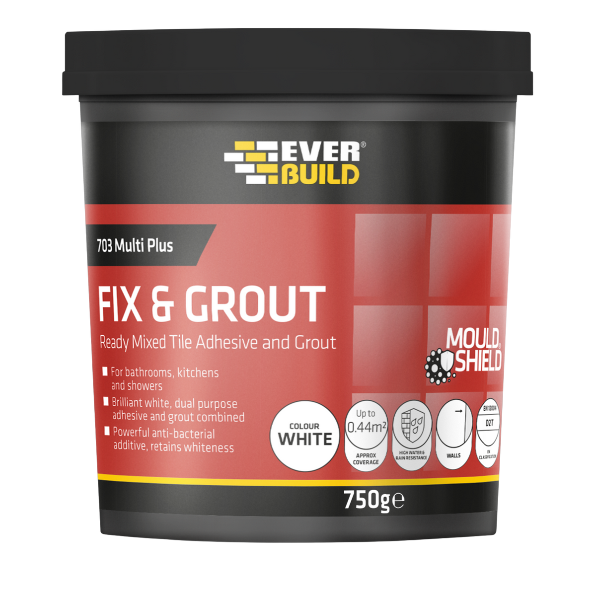 Everbuild 703 Fix & Grout Ready Mixed Tile Adhesive & Grout – White / 750g