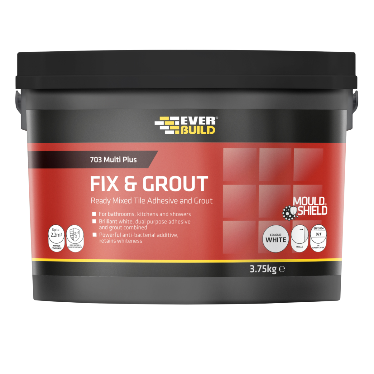 Everbuild 703 Fix & Grout Ready Mixed Tile Adhesive & Grout – White / 3.75kg