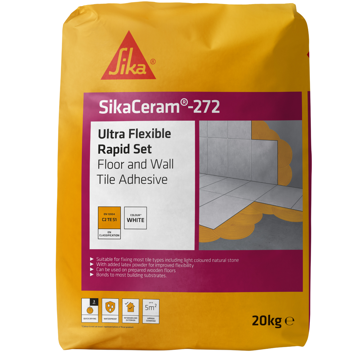 SikaCeram-272 Ultra Flexible Rapid Set Tile Adhesive – White / 20kg