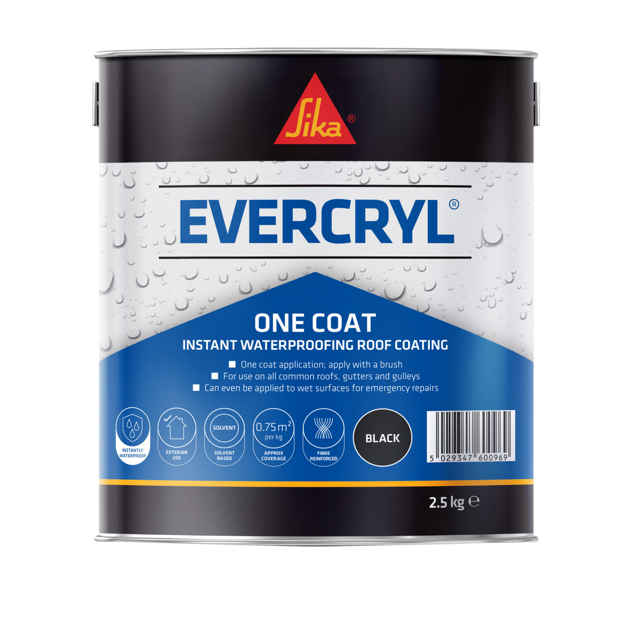 Sika Evercryl One Coat Roof Repair – Black / 2.5kg