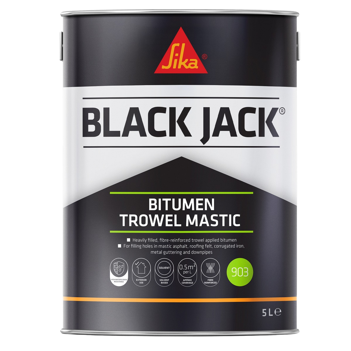 Sika Black Jack 903 Bitumen Trowel Mastic – Black / 5L