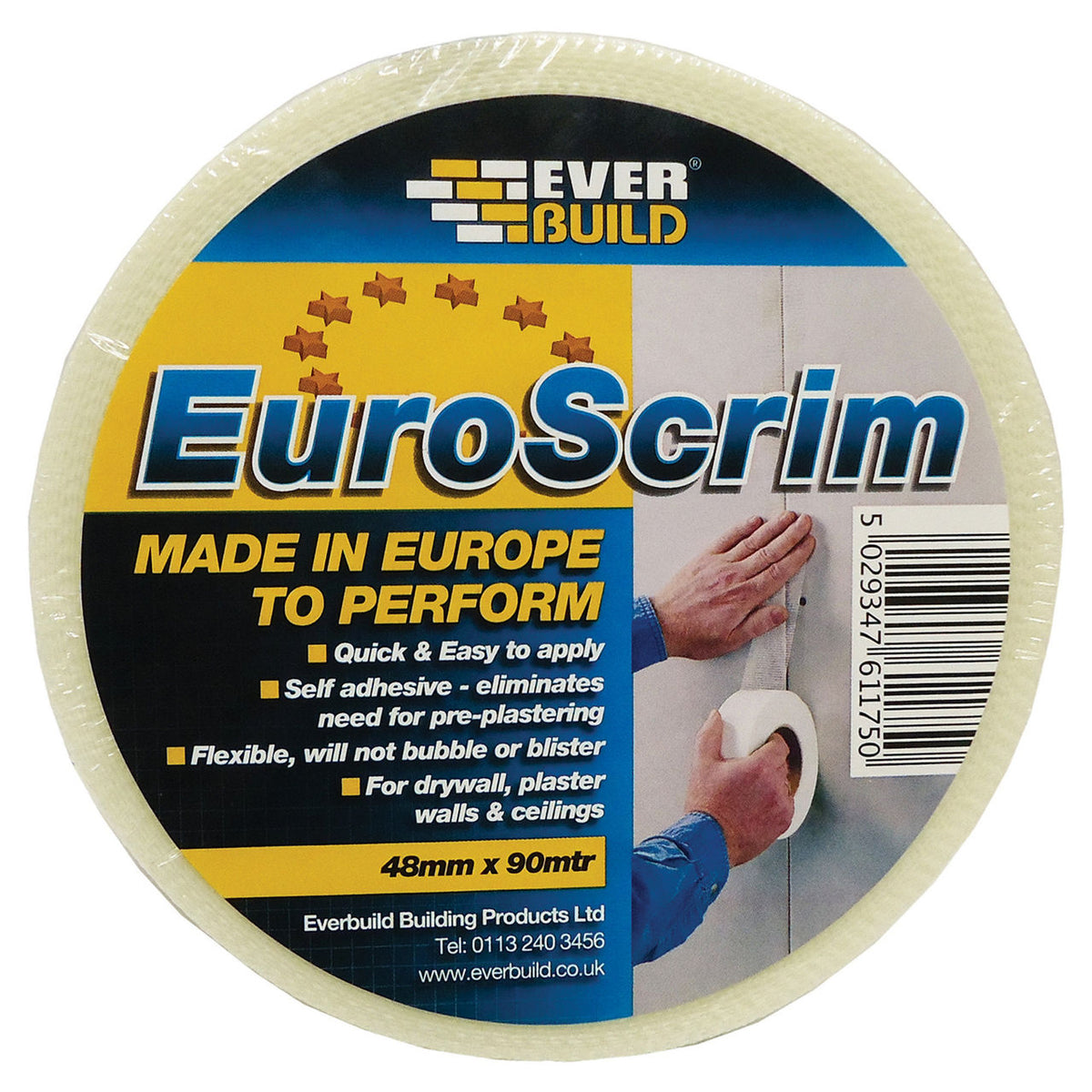 Everbuild EuroScrim Self Adhesive Scrim Tape – White / 100mm x 90m